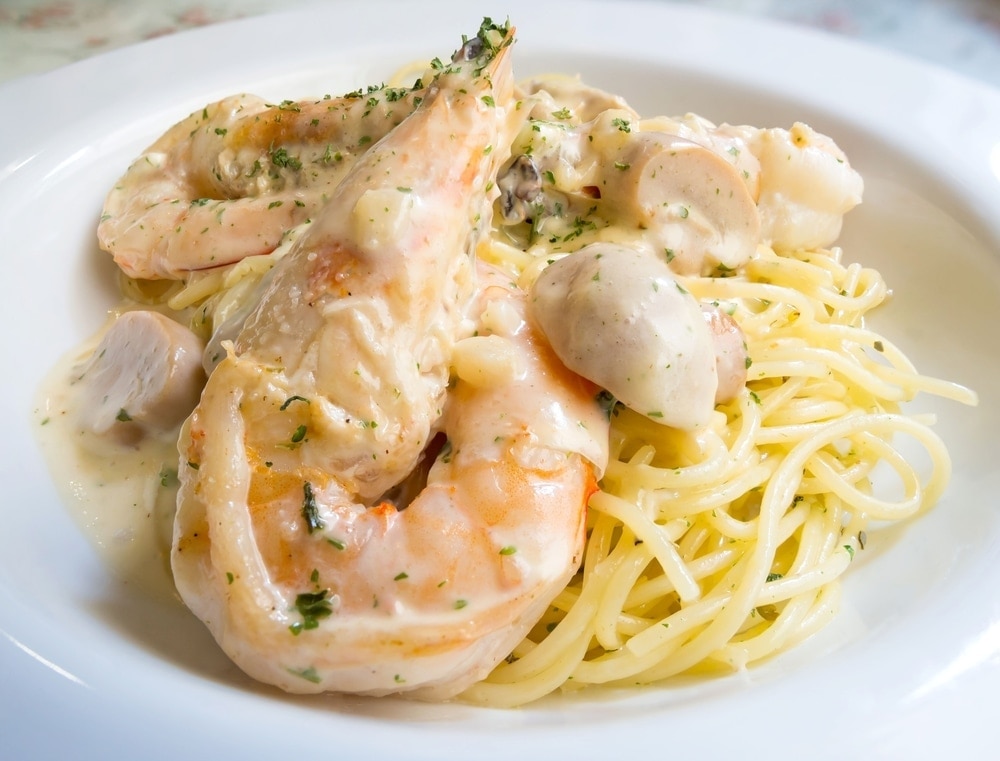 Spaghetti Con Camarones A La Crema