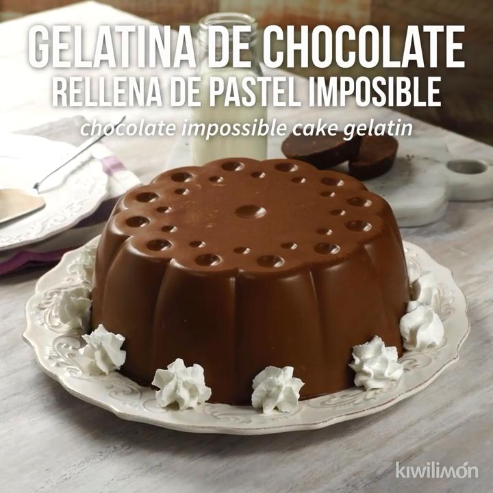 Gelatina de Chocolate Abuelita Rellena de Pastel Imposible