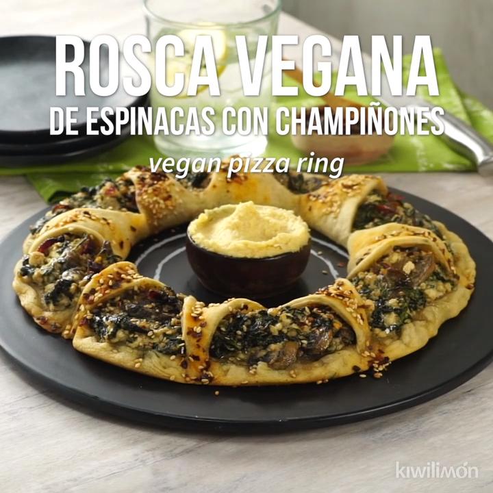 Rosca Vegana de Espinacas con Champiñones