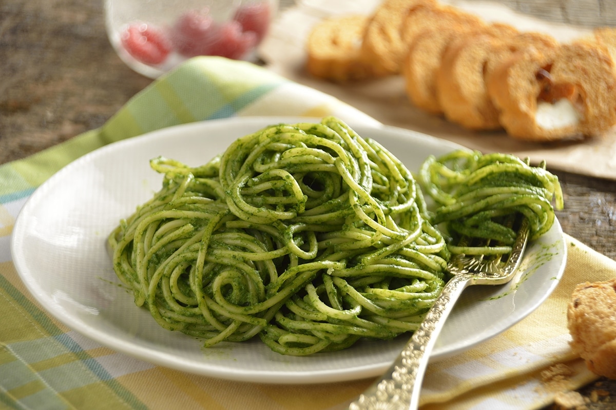 Spaguetti Con Salsa De Espinacas