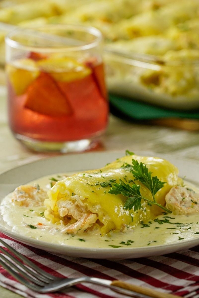 Rollitos De Lasa A Con Camarones Alfredo